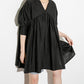 volume gathered mini dress (black) *JP