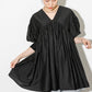 volume gathered mini dress (black) *JP