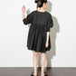 volume gathered mini dress (black) *JP