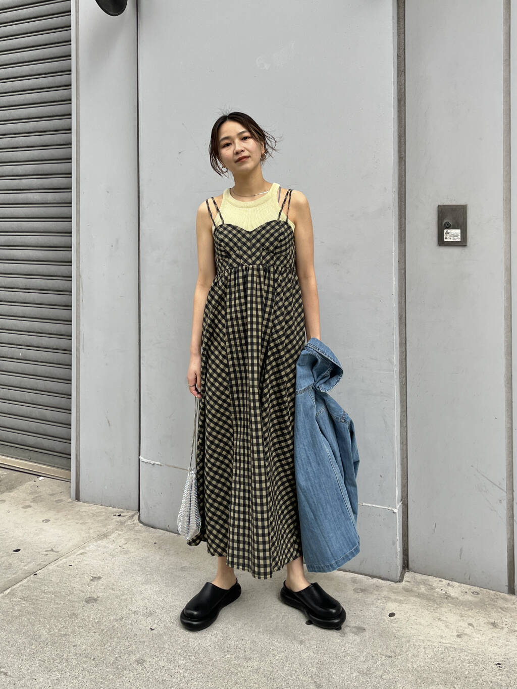 switching maxi cami dress (khakimix) *JP