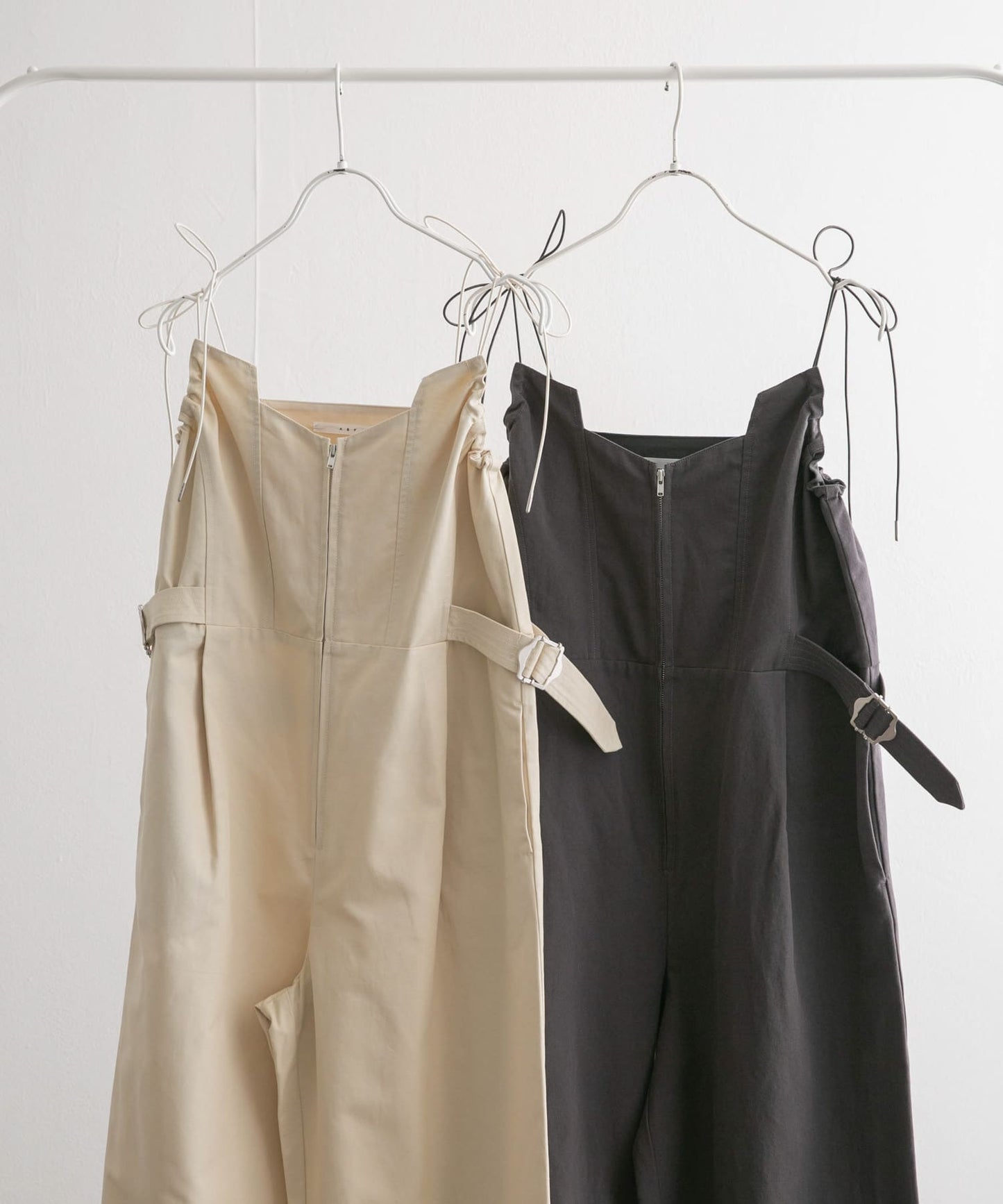 waist belt drawcord overalls (beige) *JP