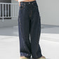 cut-off wide denim (indigo) *JP