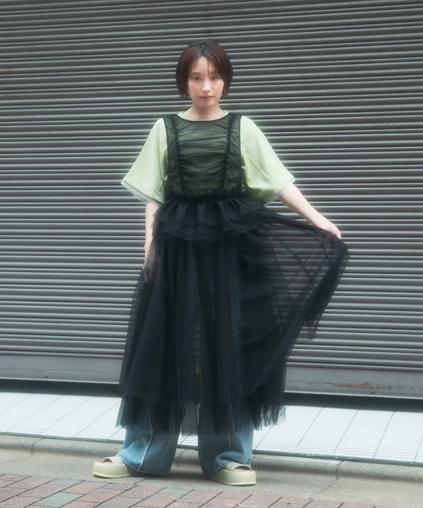 『高橋愛×KBF』frilled tulle dress (black) *JP