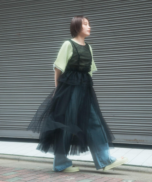 『高橋愛×KBF』frilled tulle dress (black) *JP