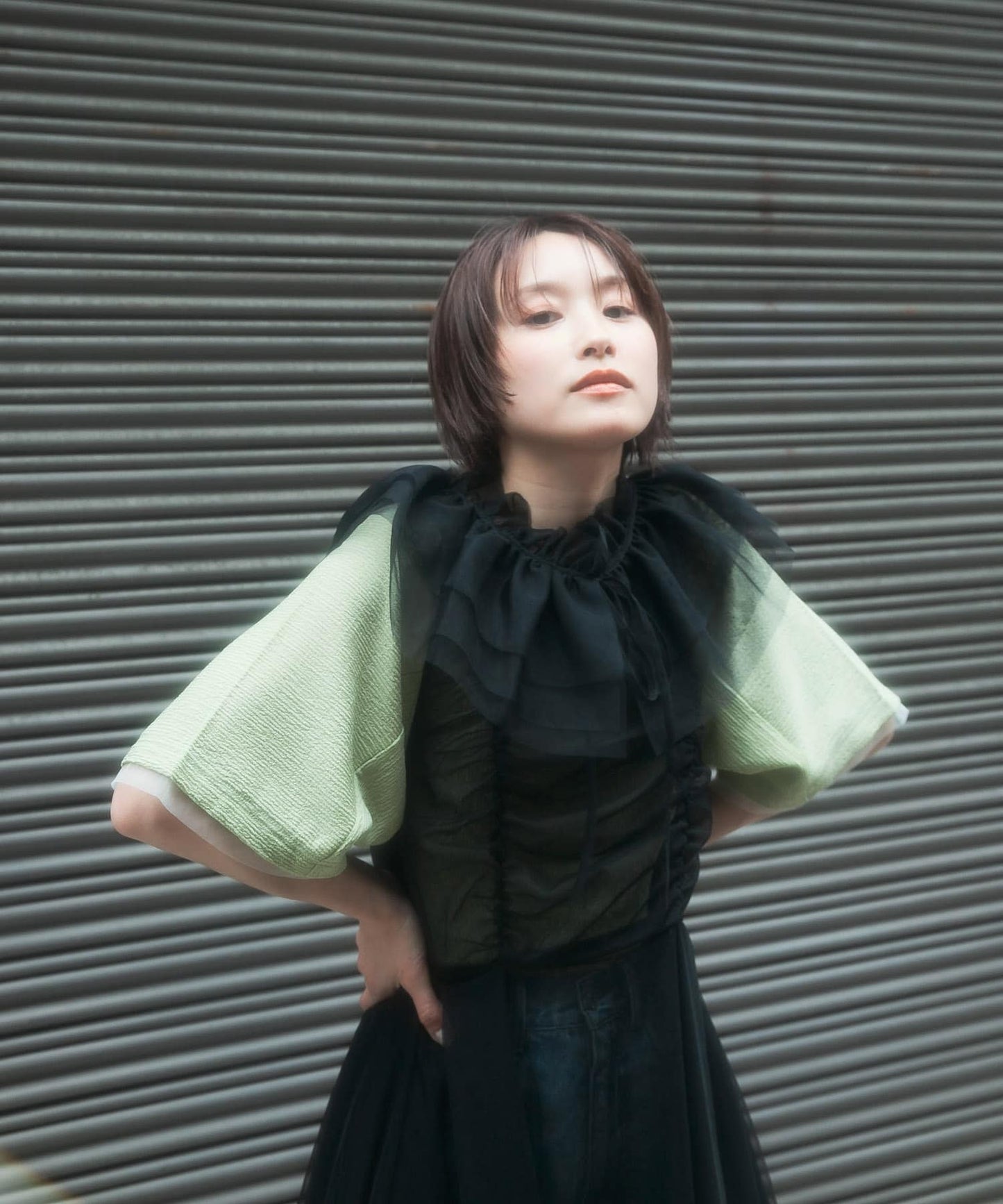 『高橋愛×KBF』frilled tulle dress (black) *JP