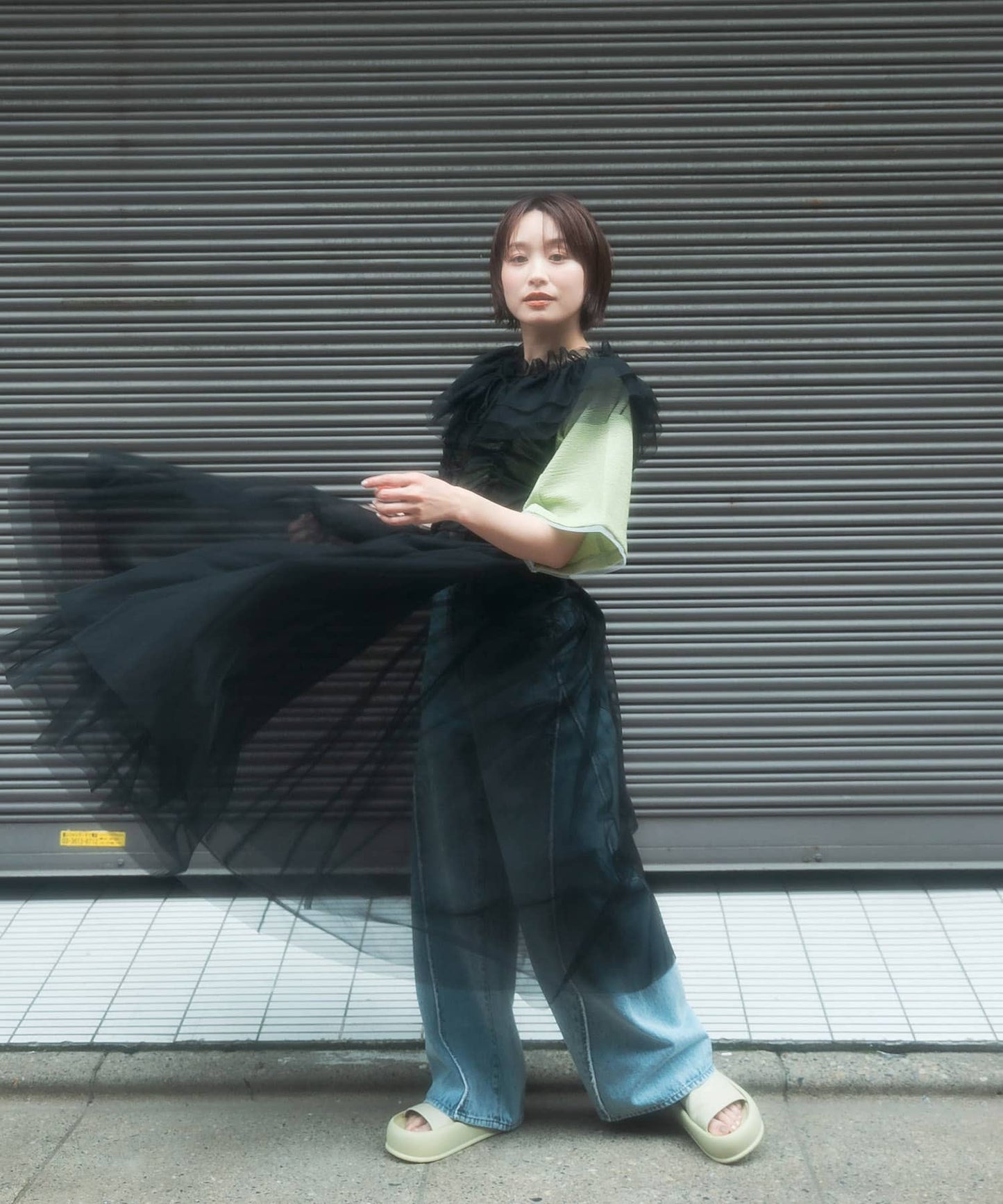 『高橋愛×KBF』frilled tulle dress (black) *JP