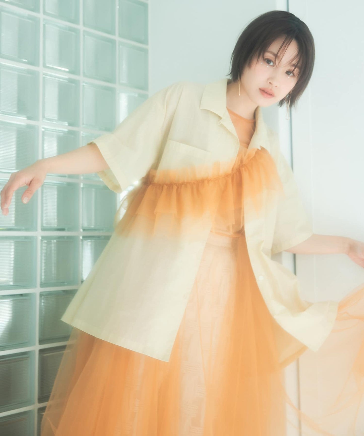 『高橋愛×KBF』frilled tulle dress (apricot) *JP