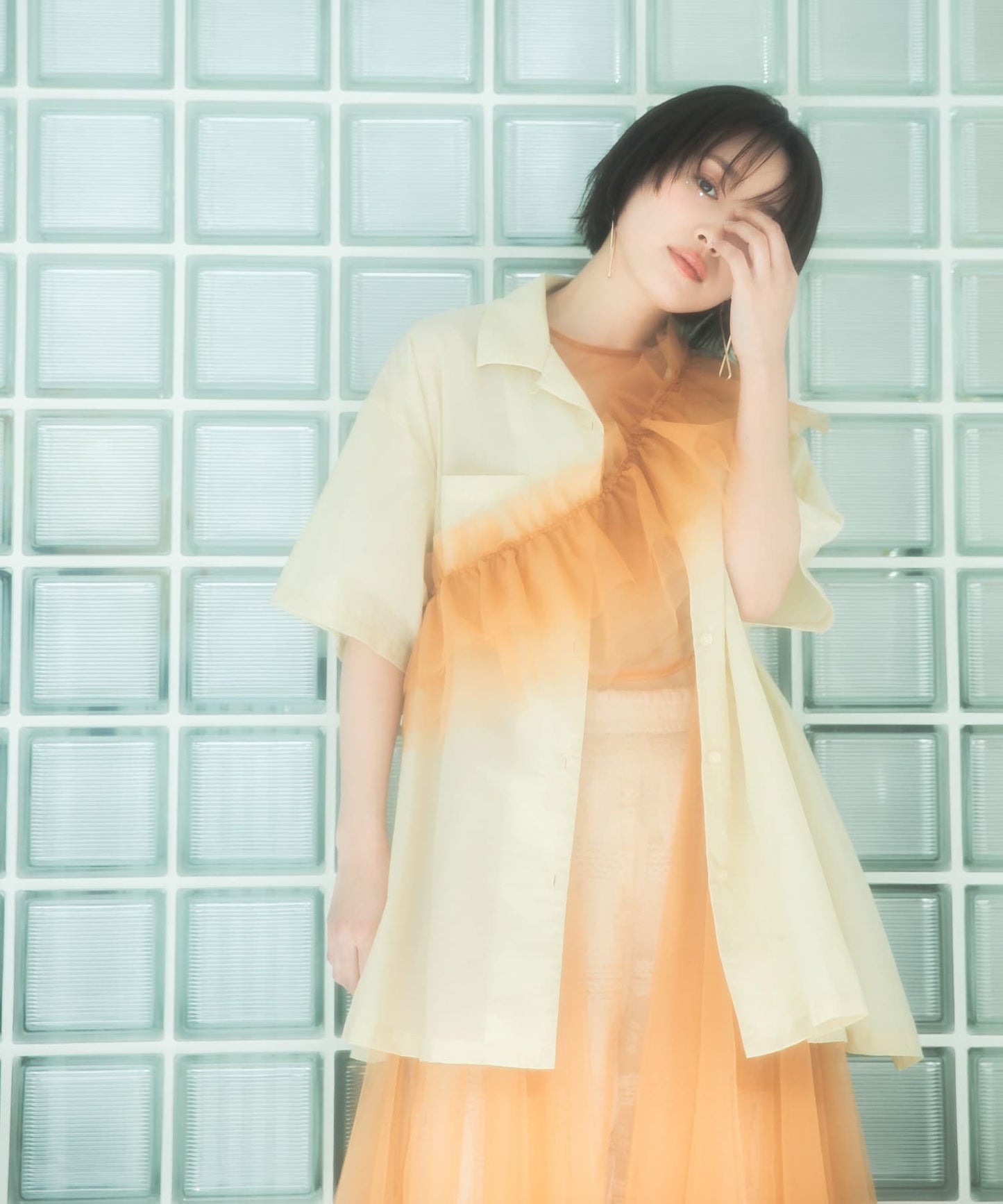 『高橋愛×KBF』frilled tulle dress (apricot) *JP