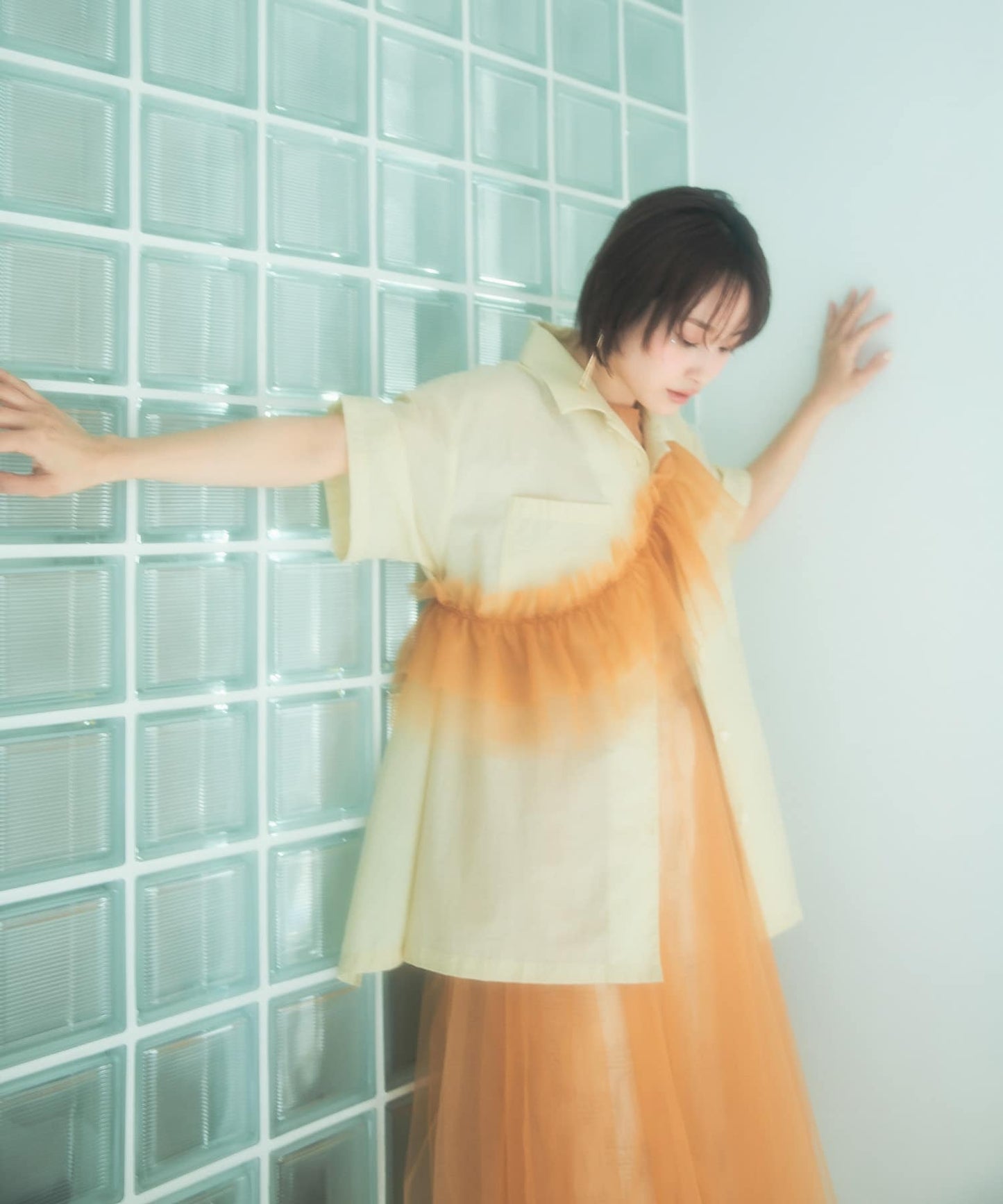 『高橋愛×KBF』frilled tulle dress (apricot) *JP