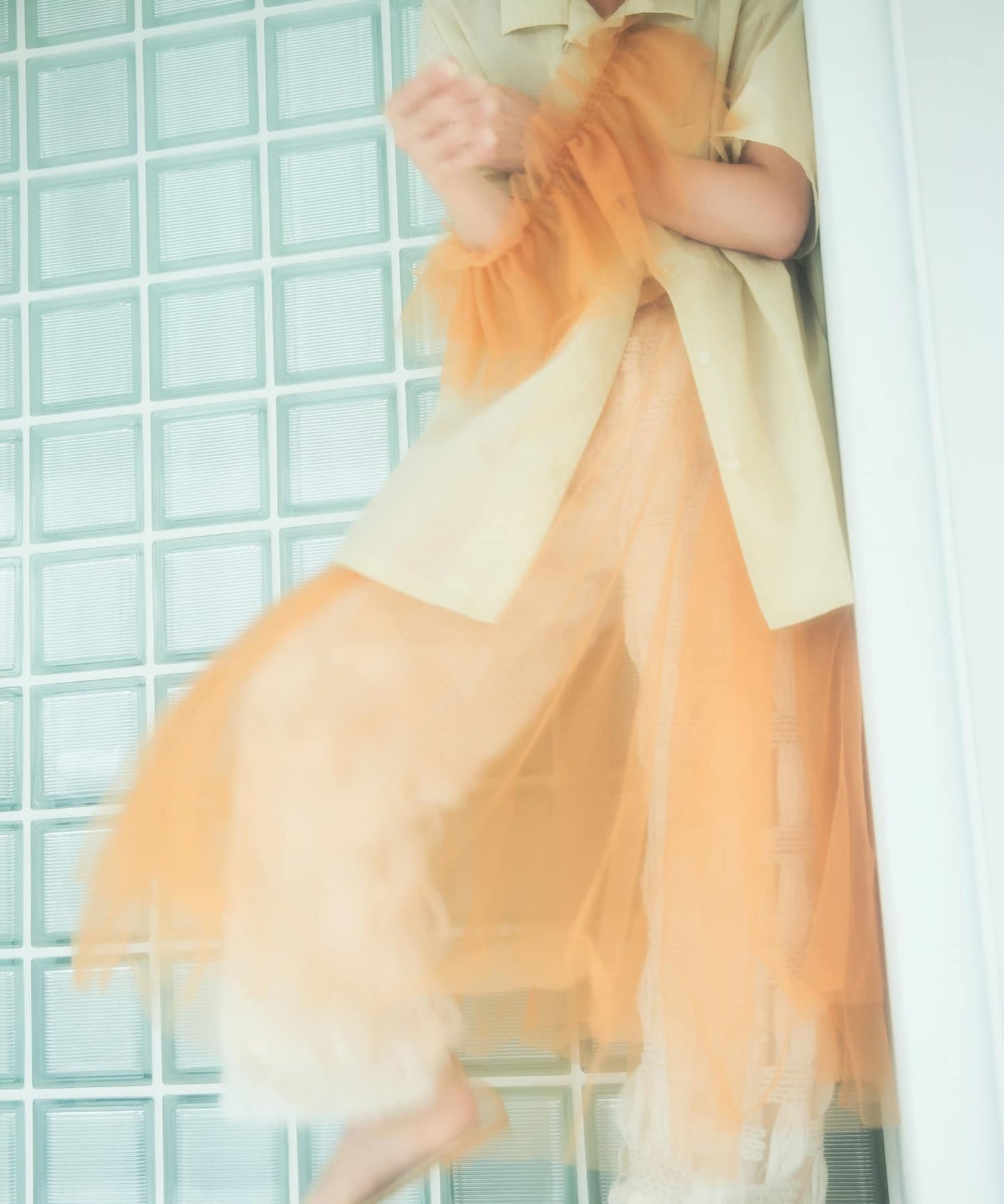 『高橋愛×KBF』frilled tulle dress (apricot) *JP