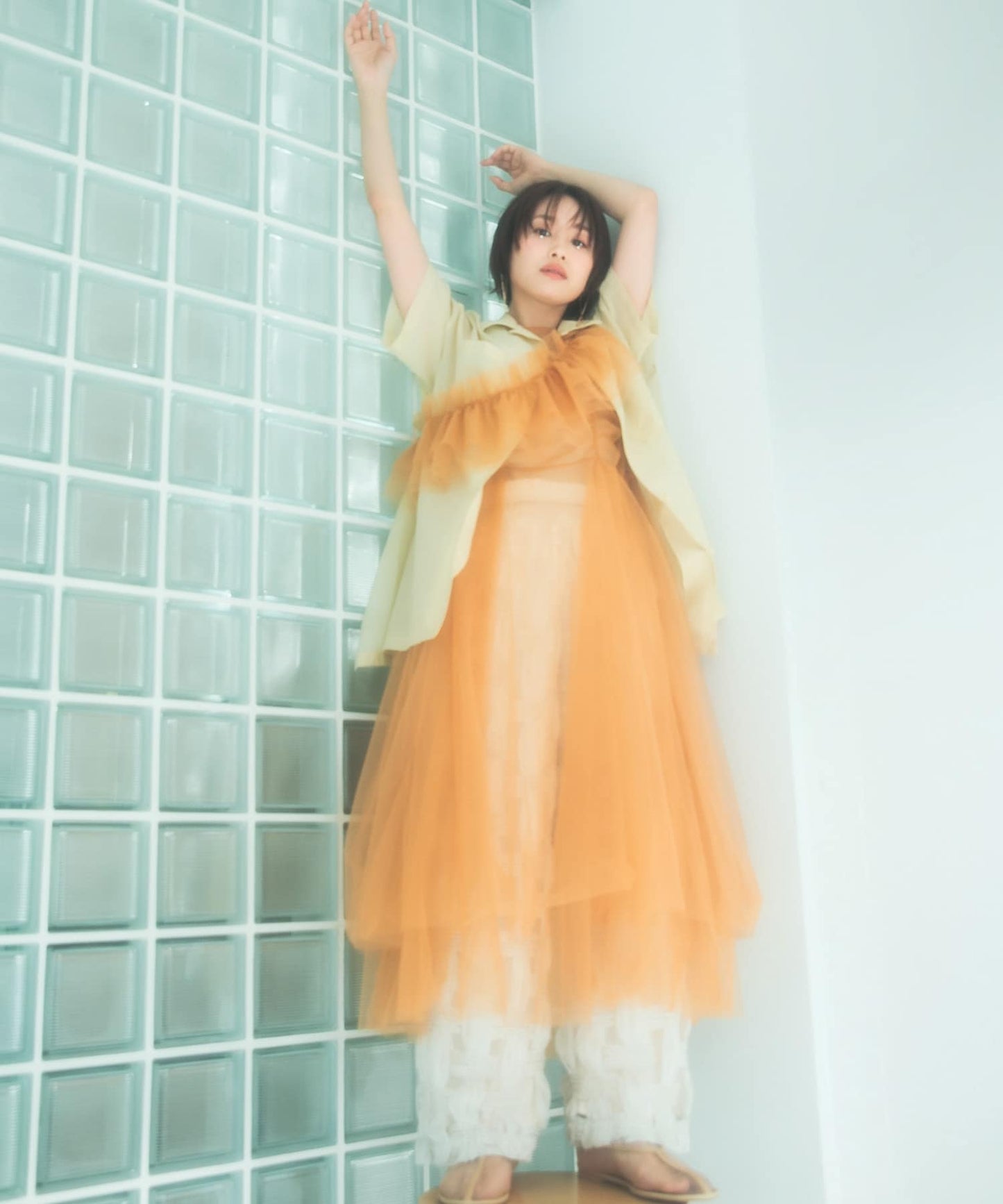 『高橋愛×KBF』frilled tulle dress (apricot) *JP