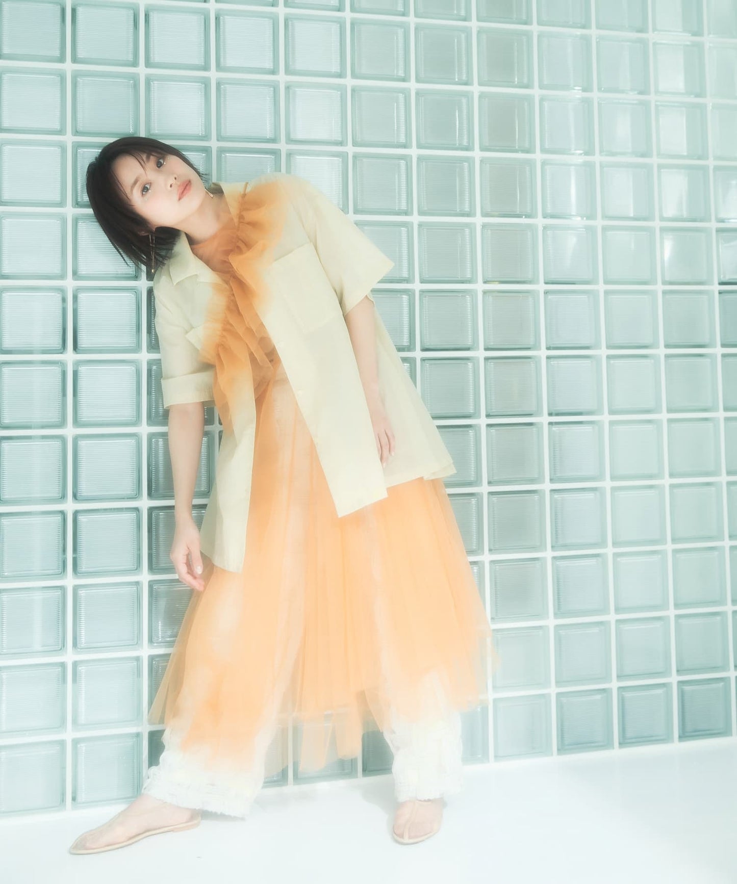 『高橋愛×KBF』frilled tulle dress (apricot) *JP