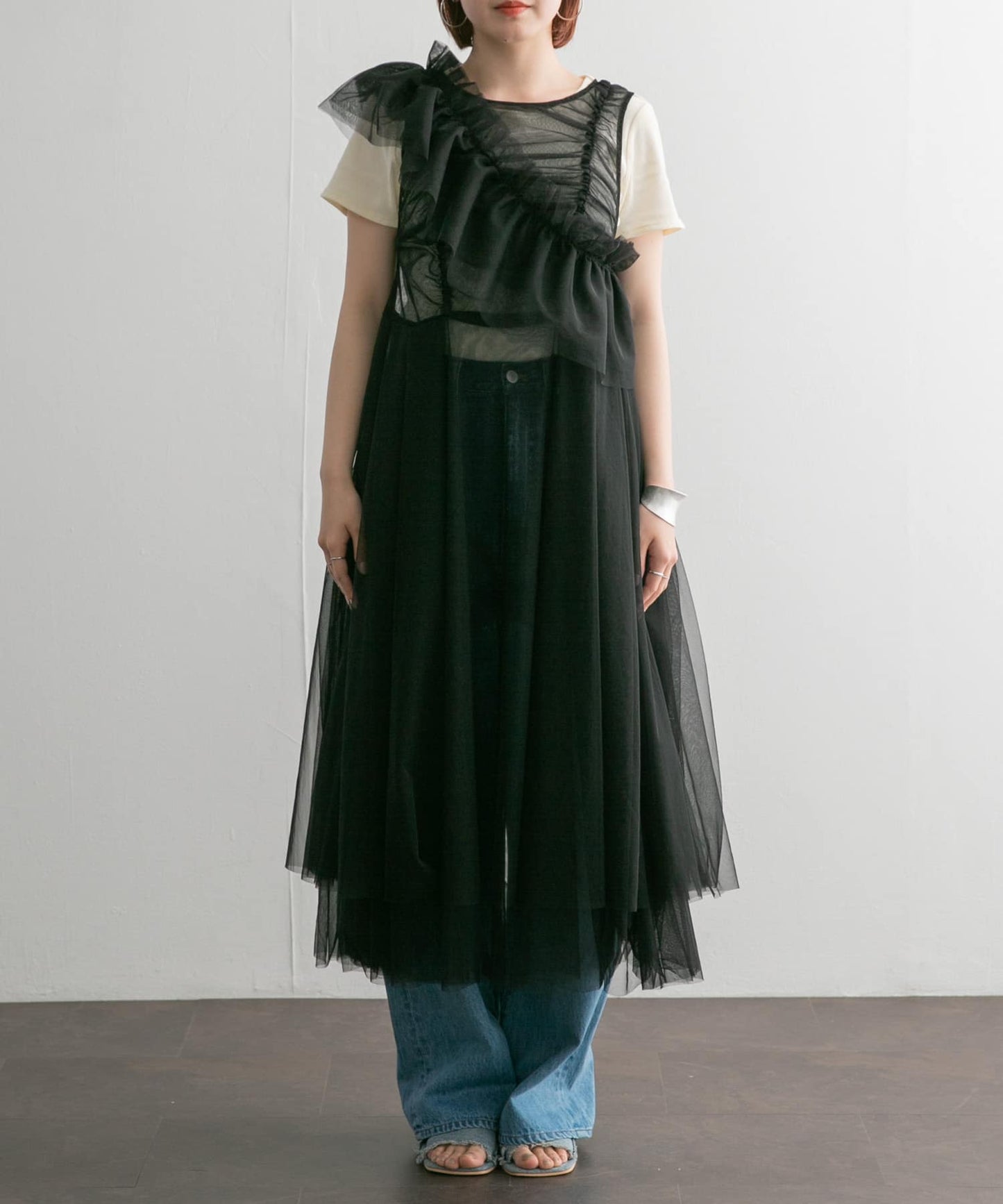 『高橋愛×KBF』frilled tulle dress (black) *JP