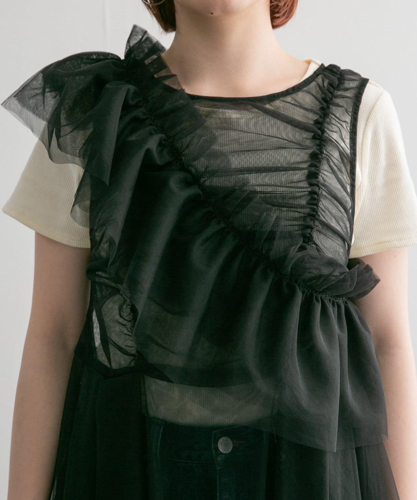 『高橋愛×KBF』frilled tulle dress (black) *JP