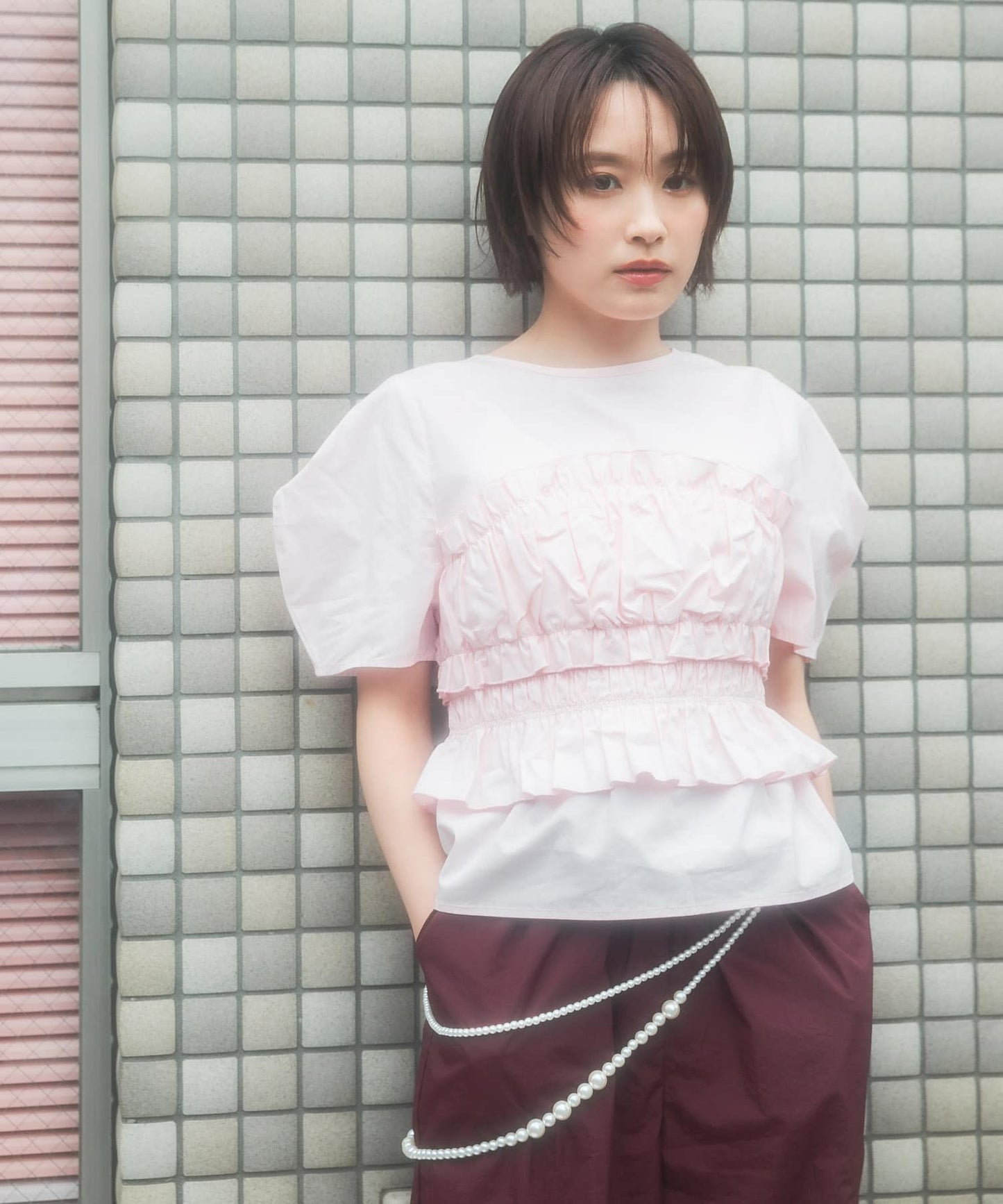 『高橋愛×KBF』shirred bustier blouse (pink) *JP