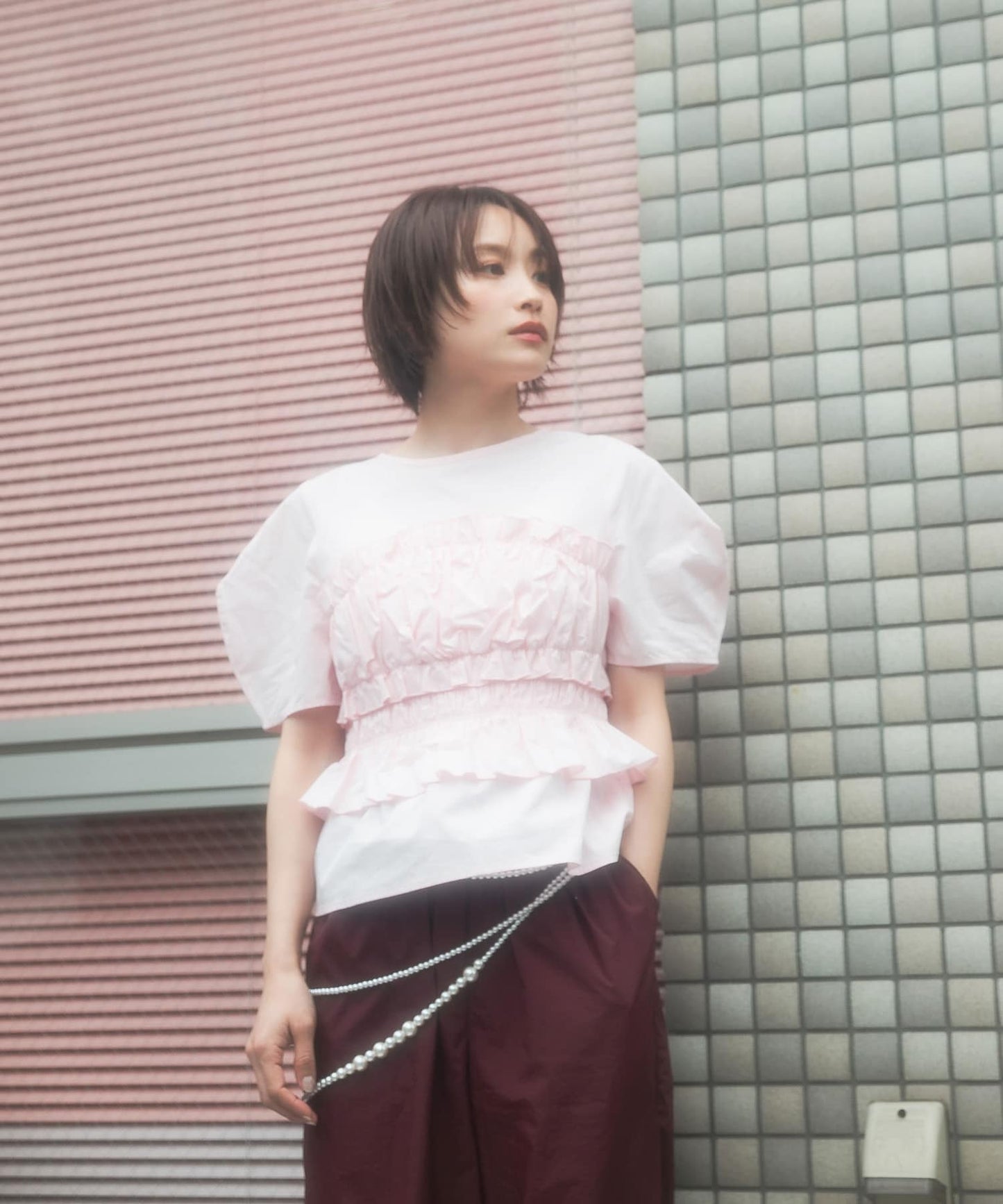 『高橋愛×KBF』shirred bustier blouse (pink) *JP