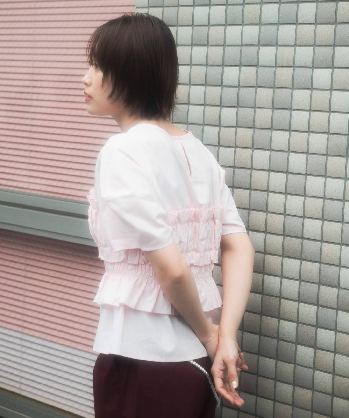 『高橋愛×KBF』shirred bustier blouse (pink) *JP