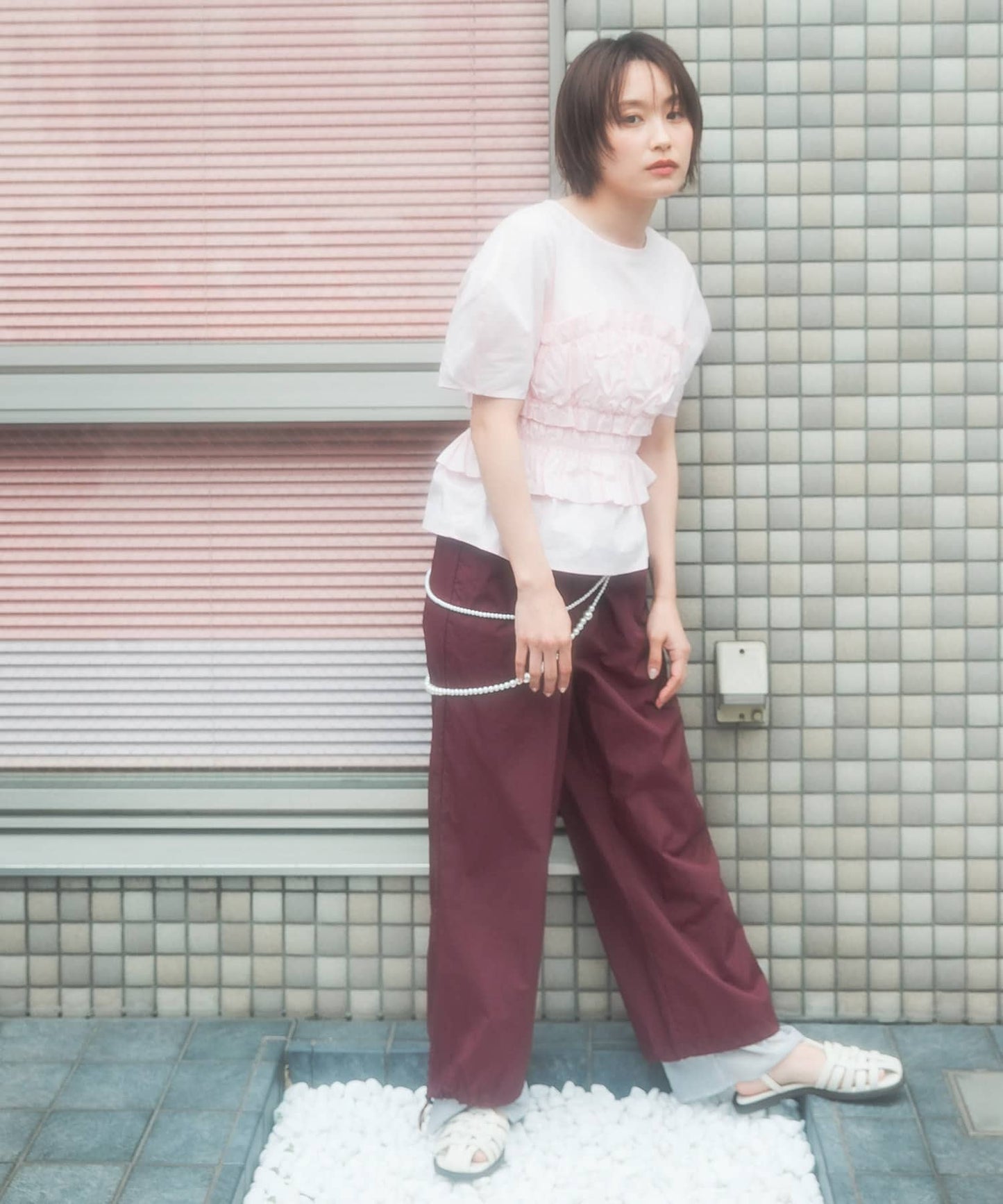 『高橋愛×KBF』shirred bustier blouse (pink) *JP