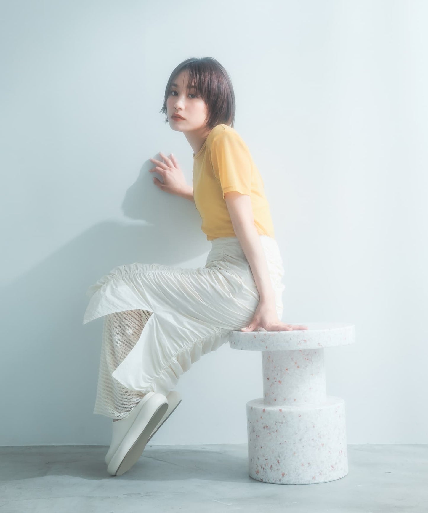 『高橋愛×KBF』shirred skirt pants set (ivory) *JP