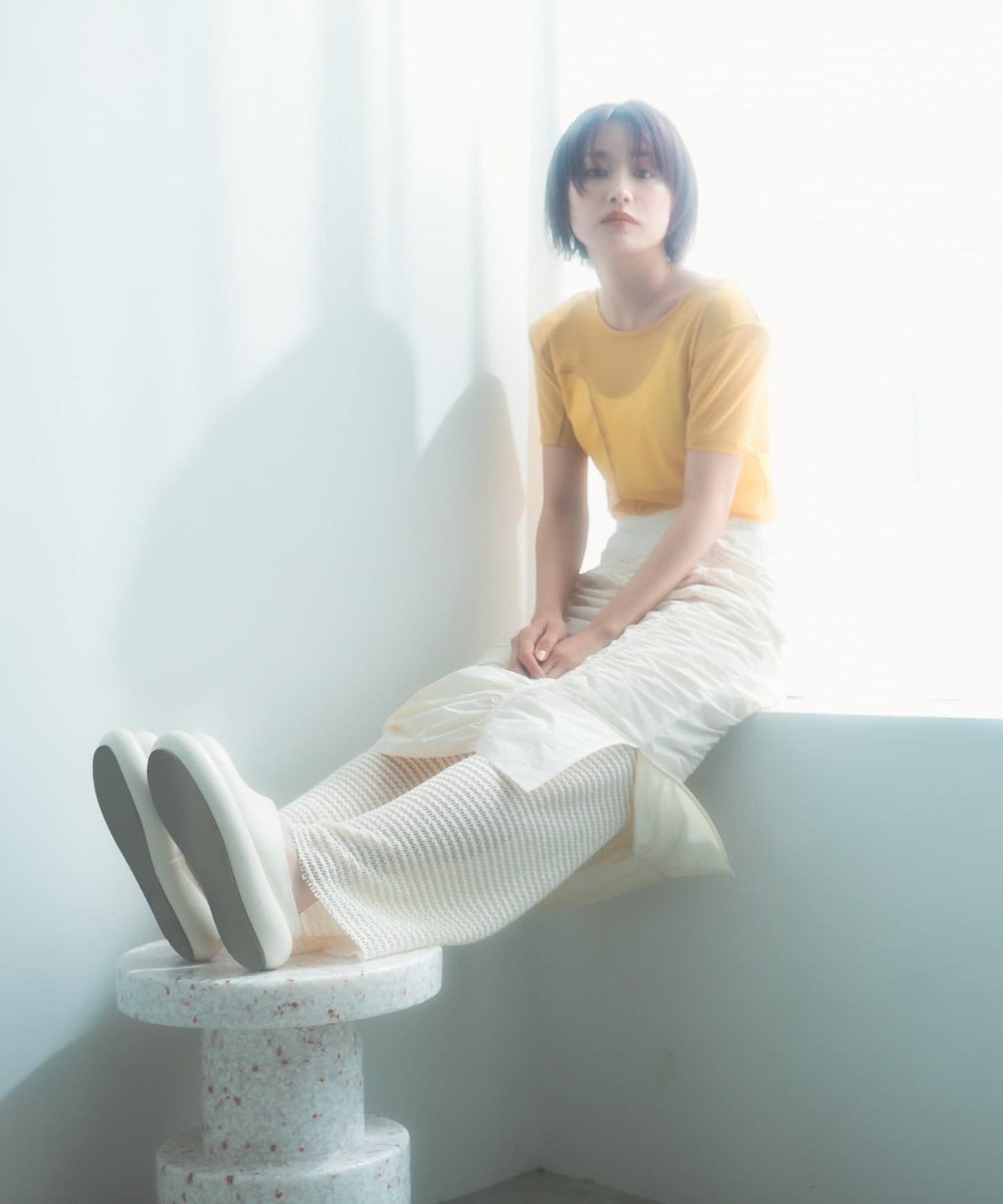 『高橋愛×KBF』shirred skirt pants set (ivory) *JP