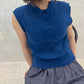 sleeveless polo knit (blue) *JP