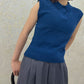 sleeveless polo knit (blue) *JP