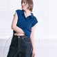 sleeveless polo knit (blue) *JP