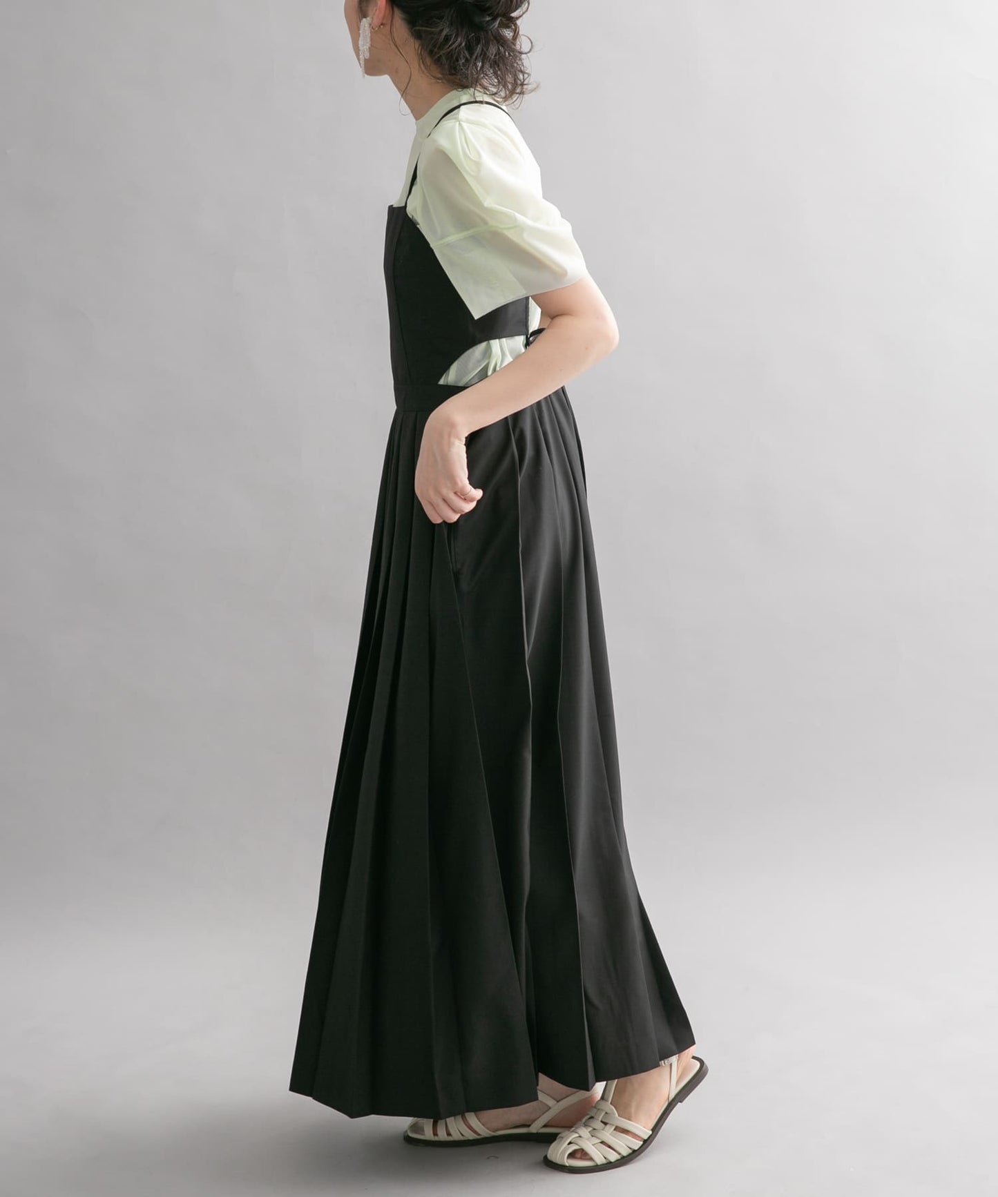 pleated camisole dress (black) *JP