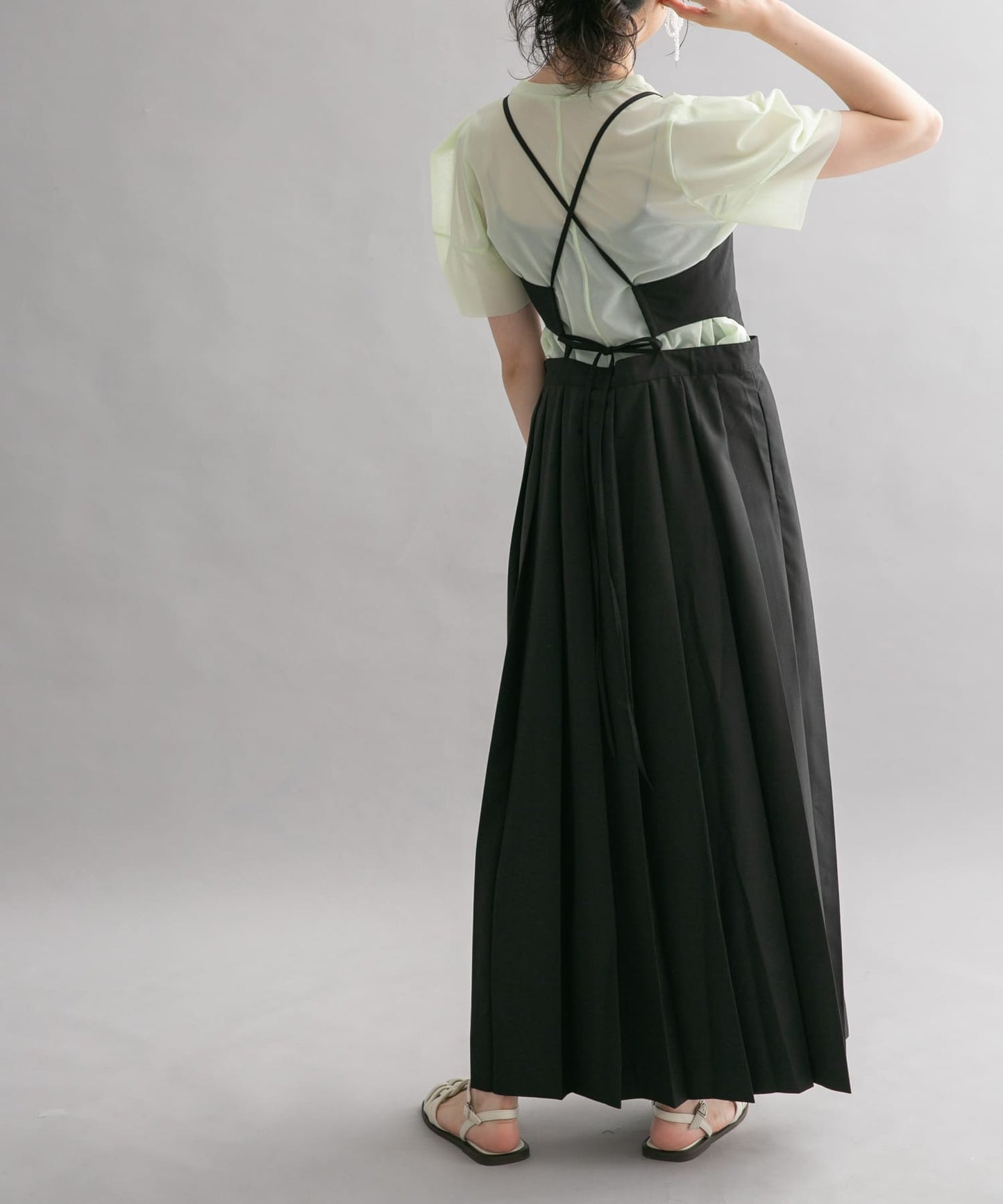 pleated camisole dress (black) *JP