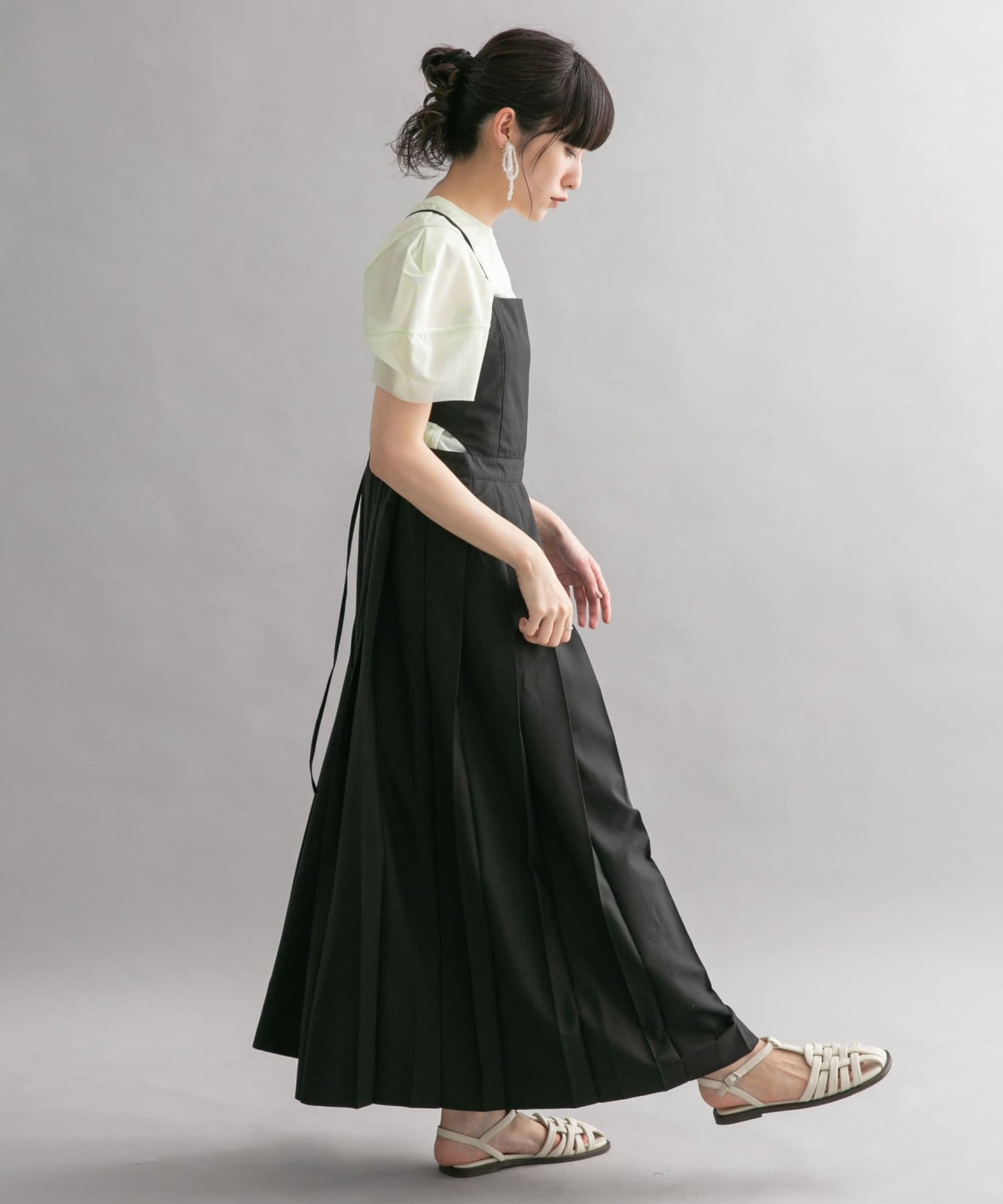 pleated camisole dress (black) *JP