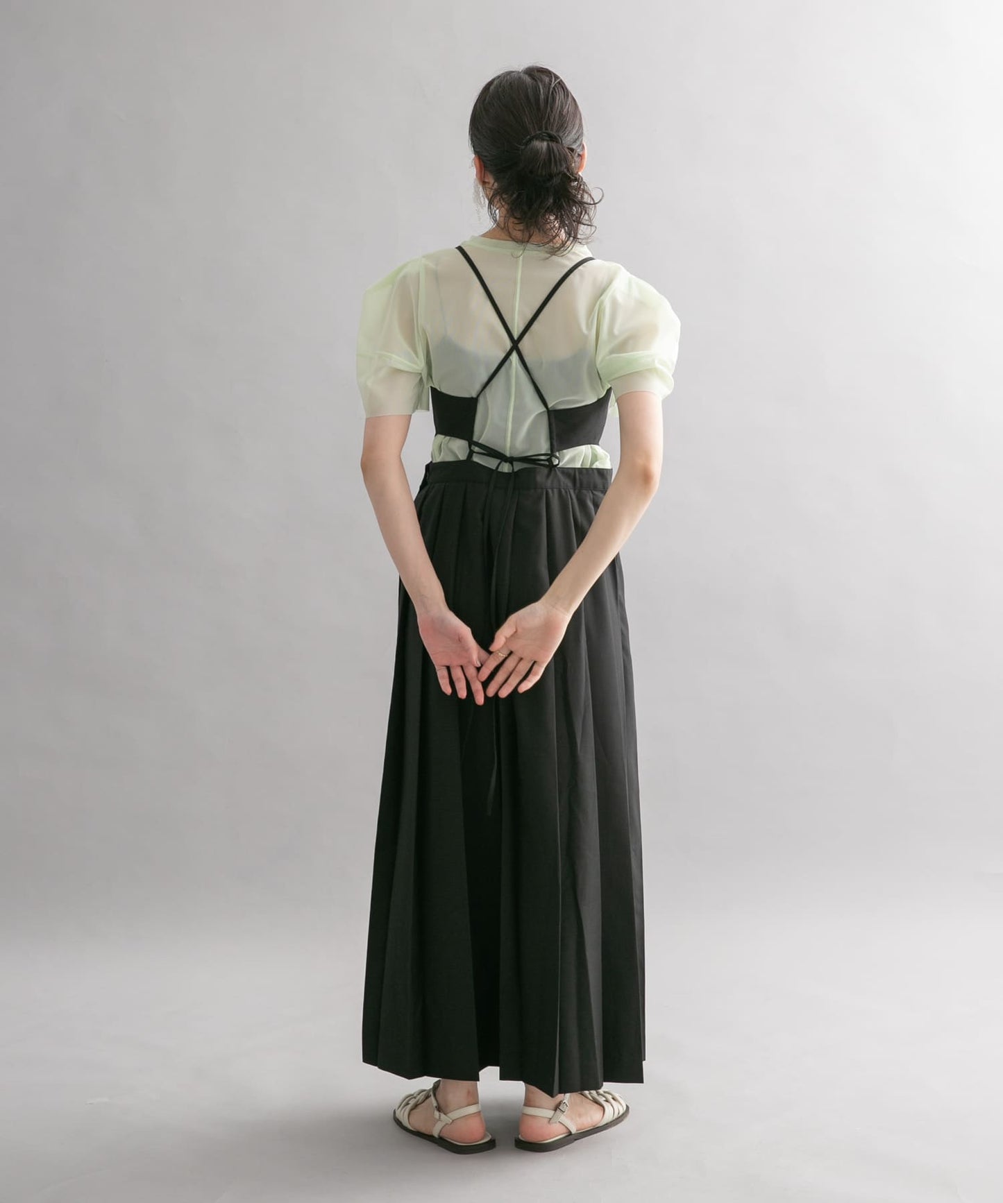 pleated camisole dress (black) *JP