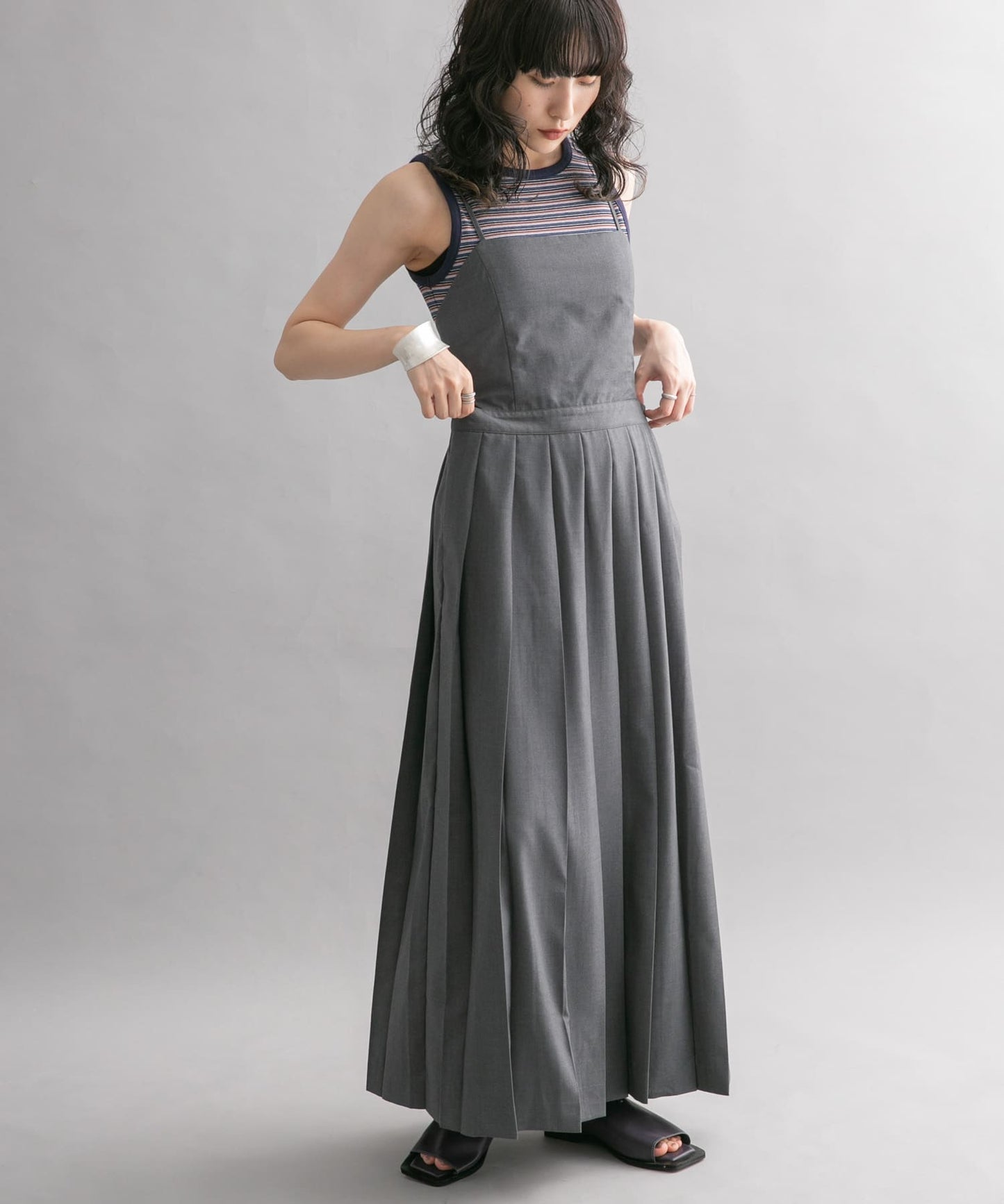 pleated camisole dress (grey) *JP