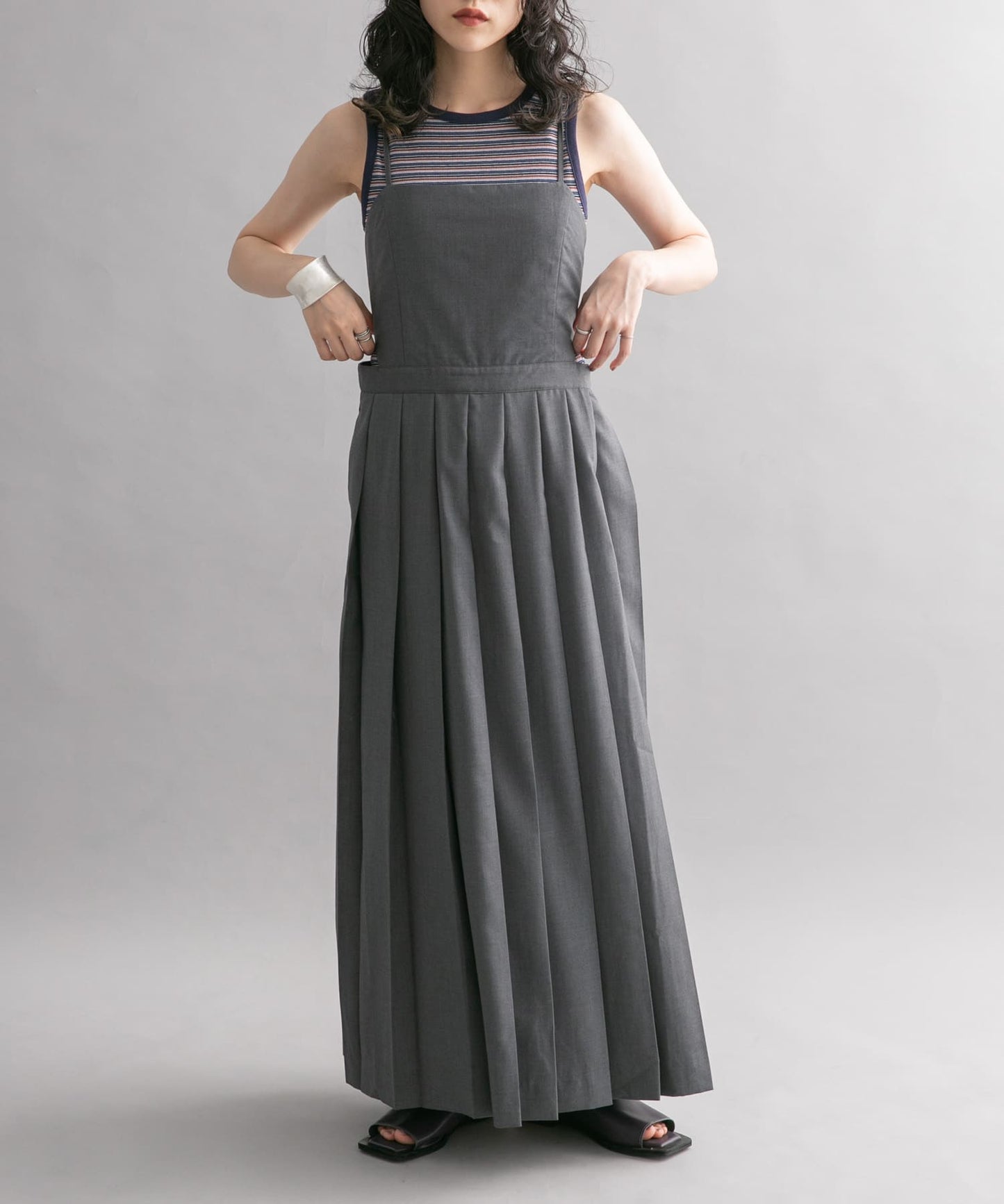 pleated camisole dress (grey) *JP