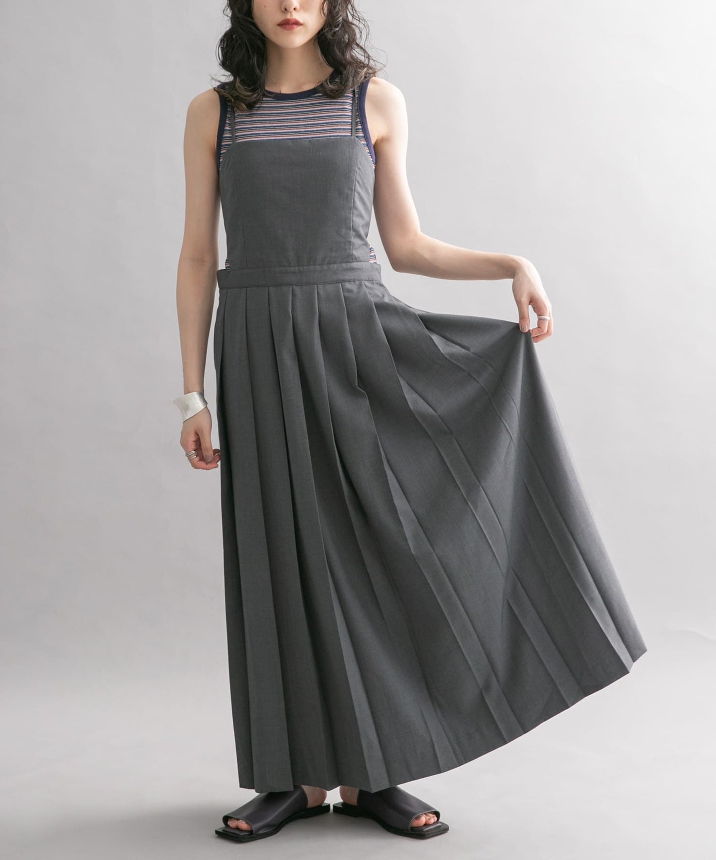 pleated camisole dress (grey) *JP