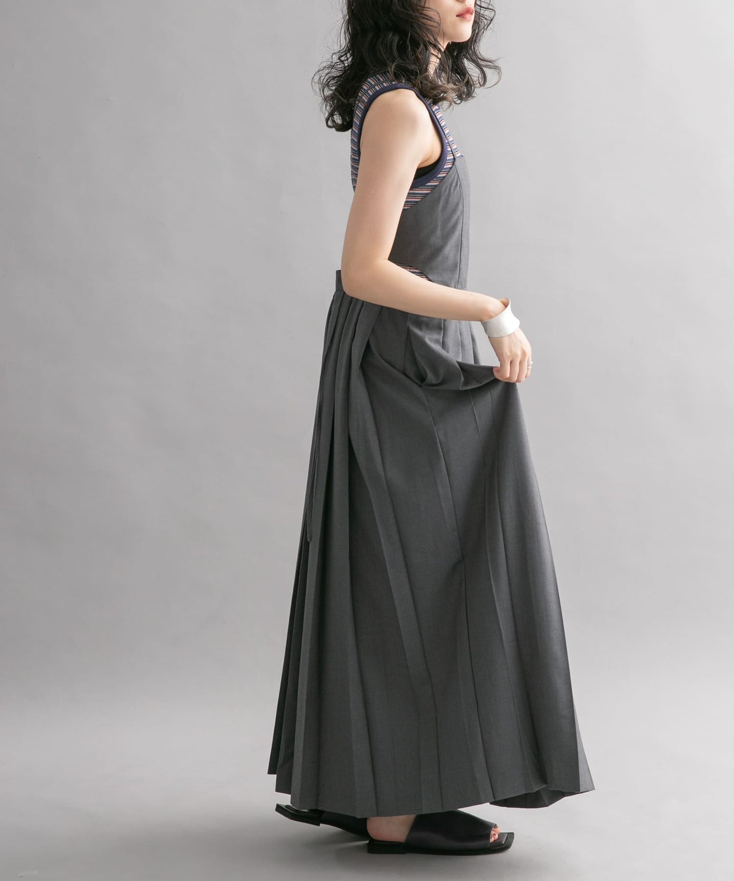 pleated camisole dress (grey) *JP