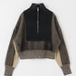 layered half zip knit (black x beige) *JP