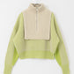 layered half zip knit (ivory x lime) *JP