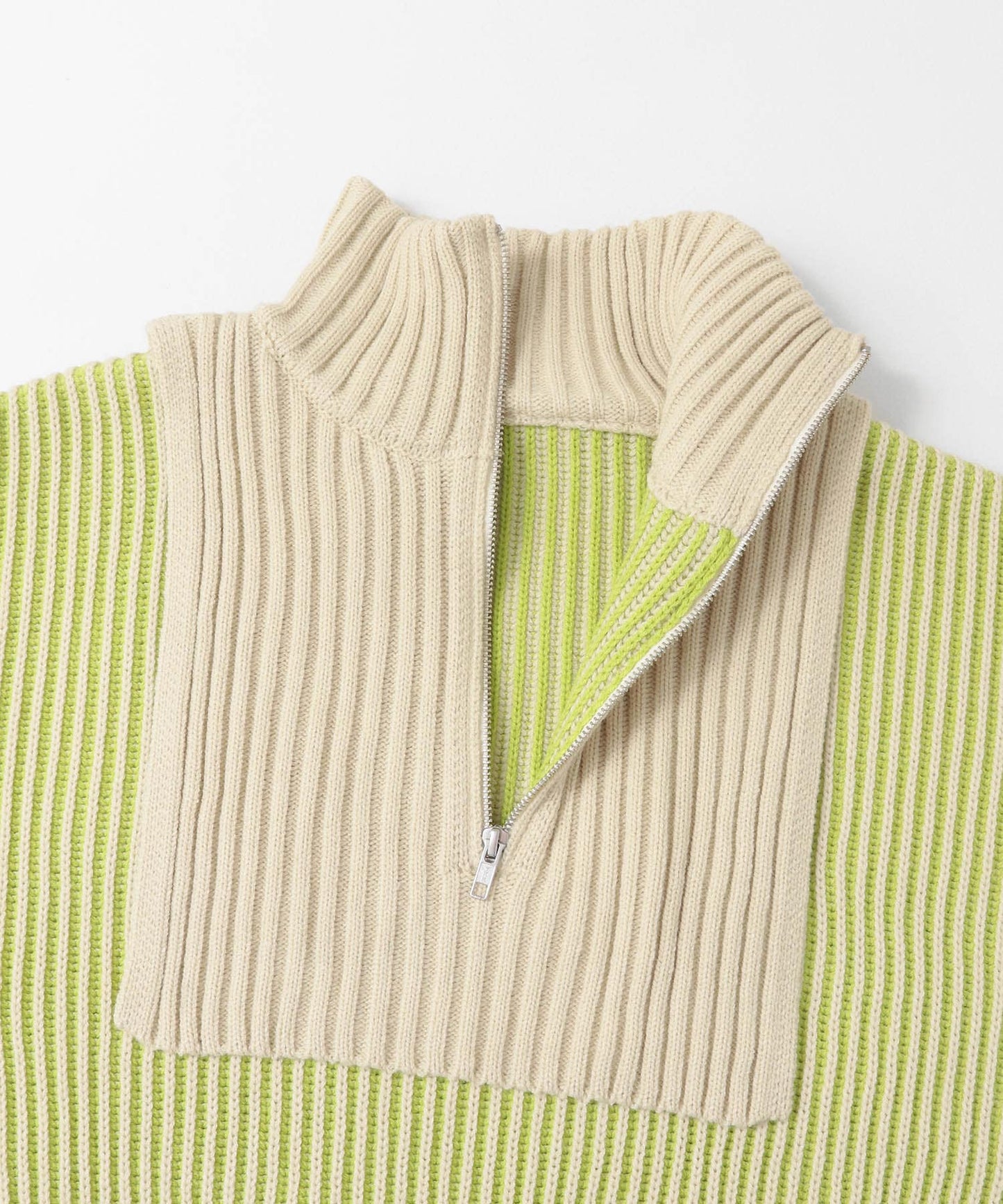 layered half zip knit (ivory x lime) *JP