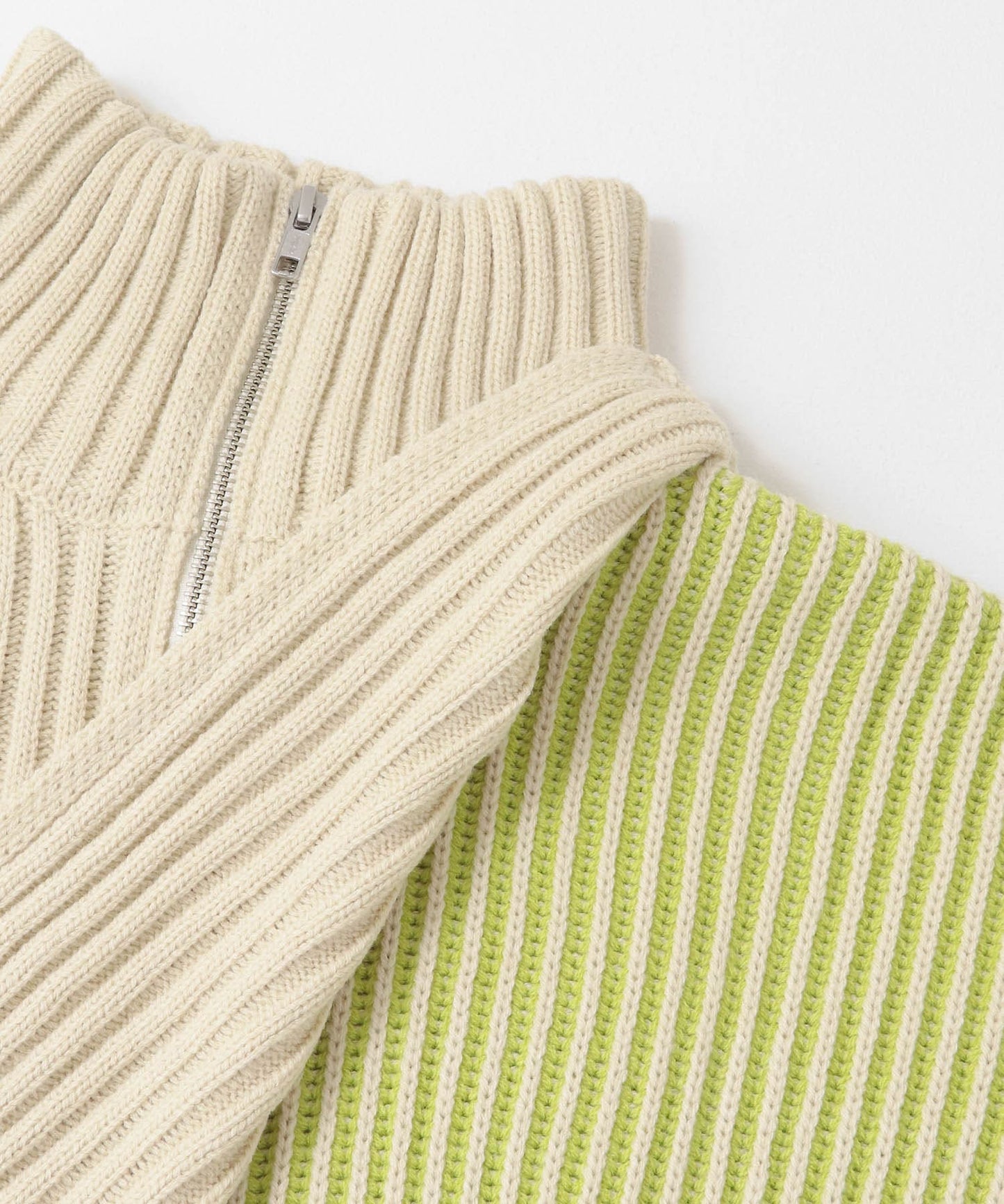 layered half zip knit (ivory x lime) *JP