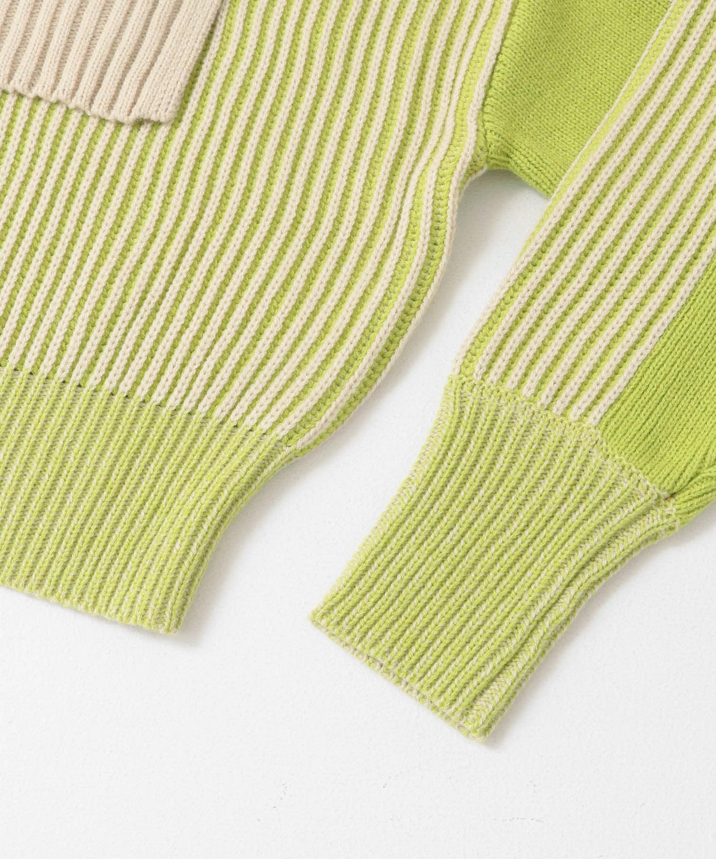 layered half zip knit (ivory x lime) *JP