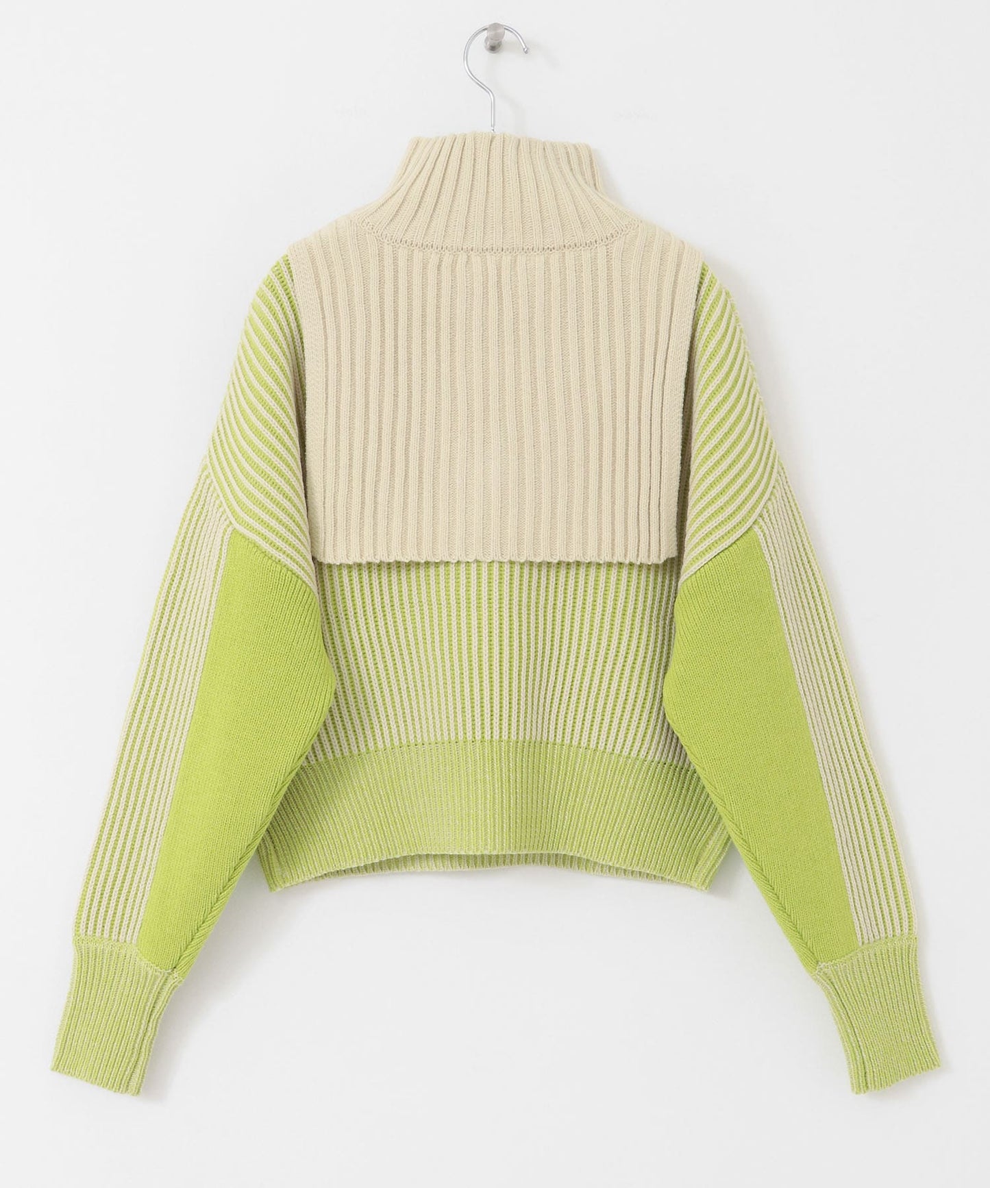 layered half zip knit (ivory x lime) *JP