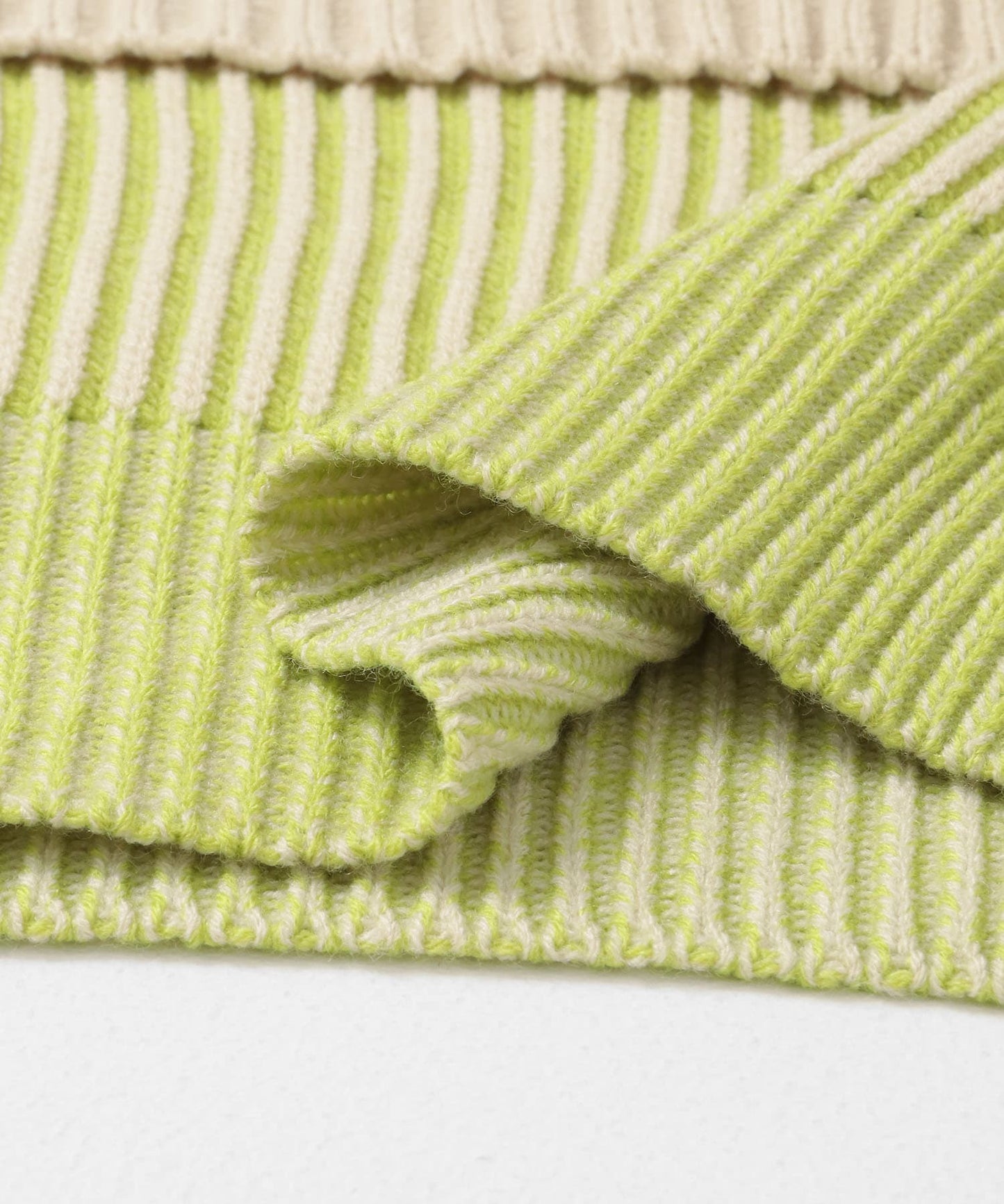 layered half zip knit (ivory x lime) *JP