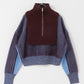 layered half zip knit (brown x blue) *JP