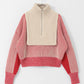 layered half zip knit (ivory x red) *JP