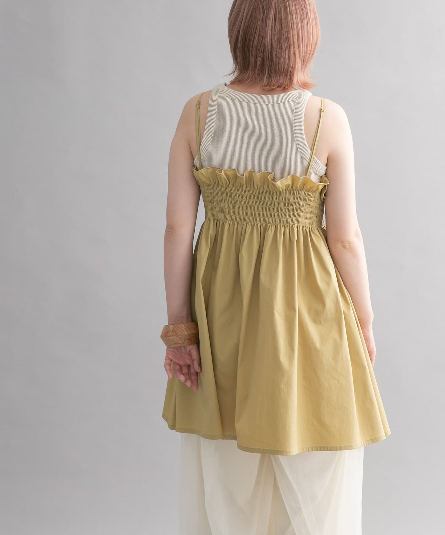 shirred mini dress (beige) *JP