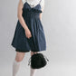 shirred mini dress (navy) *JP