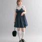 shirred mini dress (navy) *JP