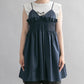 shirred mini dress (navy) *JP