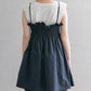 shirred mini dress (navy) *JP