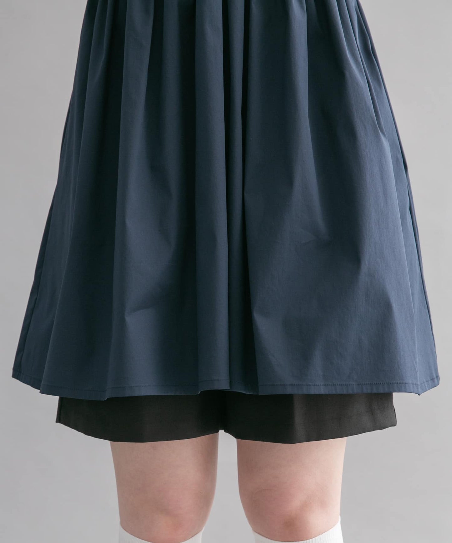 shirred mini dress (navy) *JP